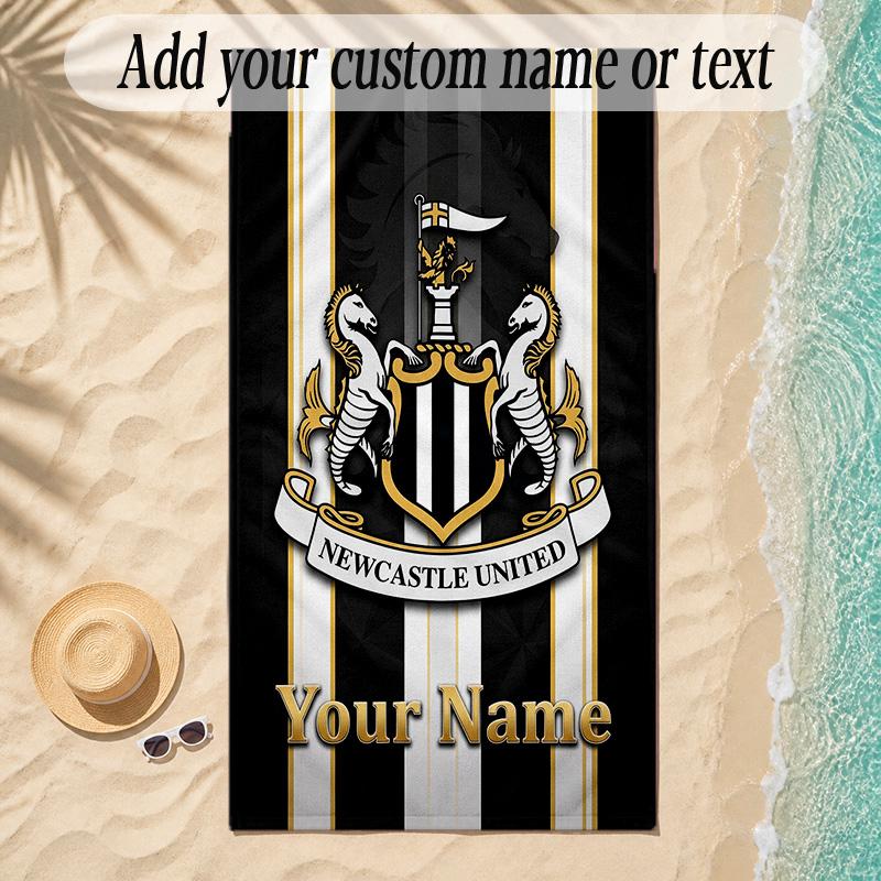 Пляжное полотенце Newcastle United FC С индивидуальным именем Текст Персонализированное Мягкое полотенце для пляжа Бассейна Дома Декор Подарок