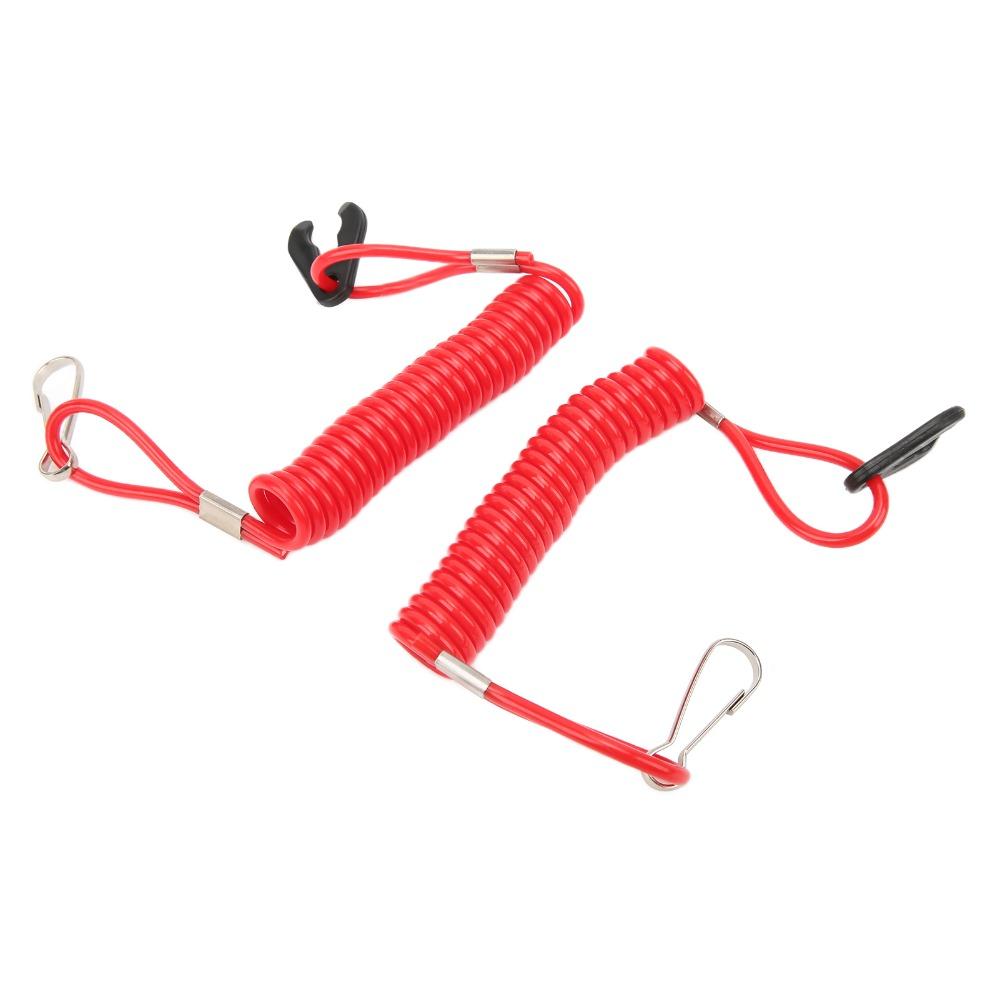 2PCS Red Marine Outboard Kill Switch Safety Lanyard Stop Switch Lanyard Bike Usage