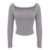 Женский осенне-весенний топ с глубоким вырезом и квадратным вырезом, приталенный крой с длинным рукавом