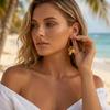 Summer Metal Coconut Tree Conch Starfish Shell Tassel Dangle Earrings For Women Men Ocean Beach Earring Fashion Vacation Zircon