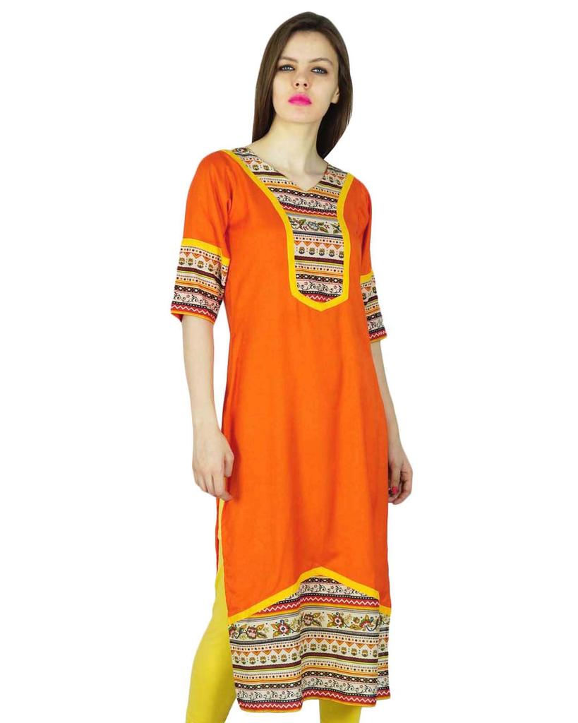Phagun Indian Designer Cotton Rayon Kurta Women Kurti Casual Top Tunic Dress