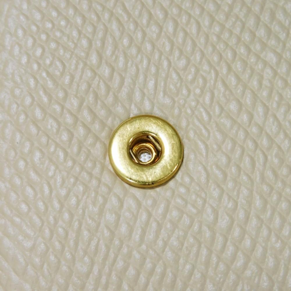 Used 10431 Large Flap Wallet 10B563BEL.03ND 7940 Foil-Stamped Grain Calfskin Beige Bifold Long Wallet New Logo Nude