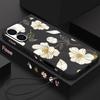 For iPhone 16E 15 Pro Max 14 Pro 13 12 11 Case Floral Pattern Lanyard TPU Soft Lens Protection Shockproof Matte Silicone Slim Phone Cover