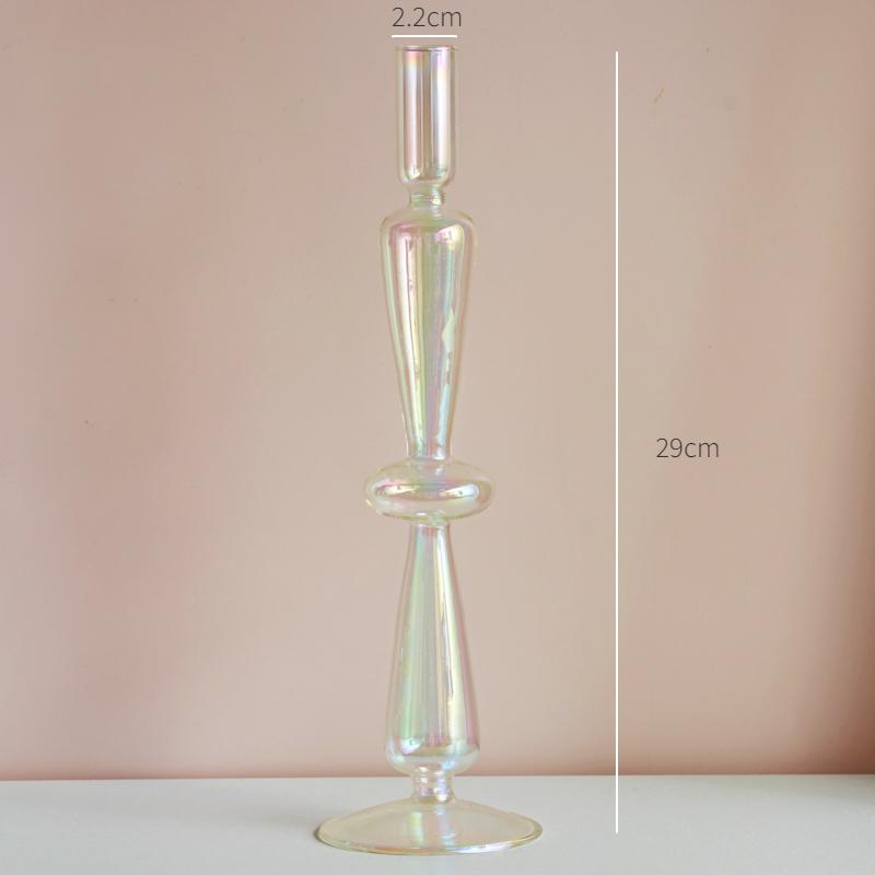 Glass Candle Holder Home Decor Nordic Rainbow Vase Flower Table Living Room Decoration Candlestick Holder for Wedding