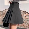 Японская шерстяная короткая юбка, плиссированная юбка, женская осенне-зимняя клетчатая юбка трапециевидной формы с высокой талией, юбка больших размеров