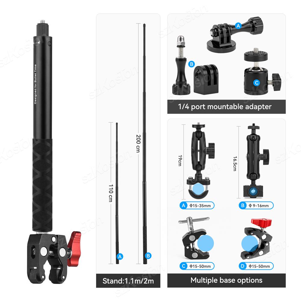 Мотоцикл для экшн-камеры Insta360 X3 X4 Крепление на руль для GoPro 12 DJI Insta360 X5 Невидимая палка для селфи Аксессуар для камеры