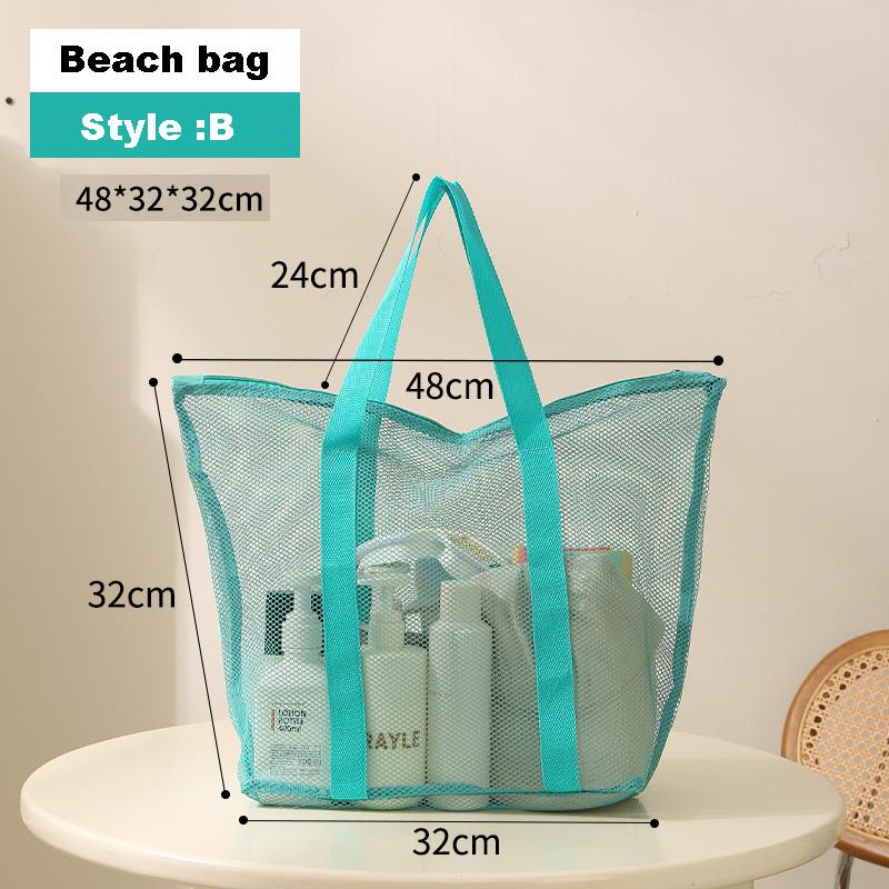 Large-Capacity Mesh Beach Bag Foldable Zippered and Breathable Tote for Swimming Travel & Grocery