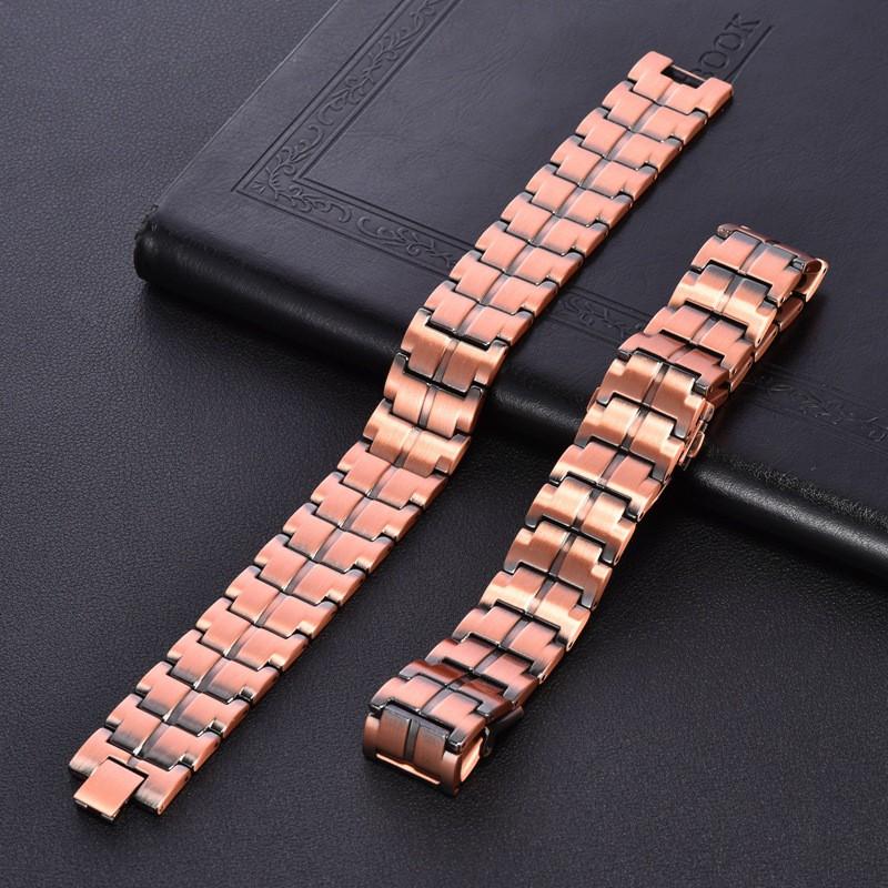 Adjustable Vintage Copper Magnetic Bracelet 3-Row Geometric Design Unisex Retro Jewelry Daily Wear