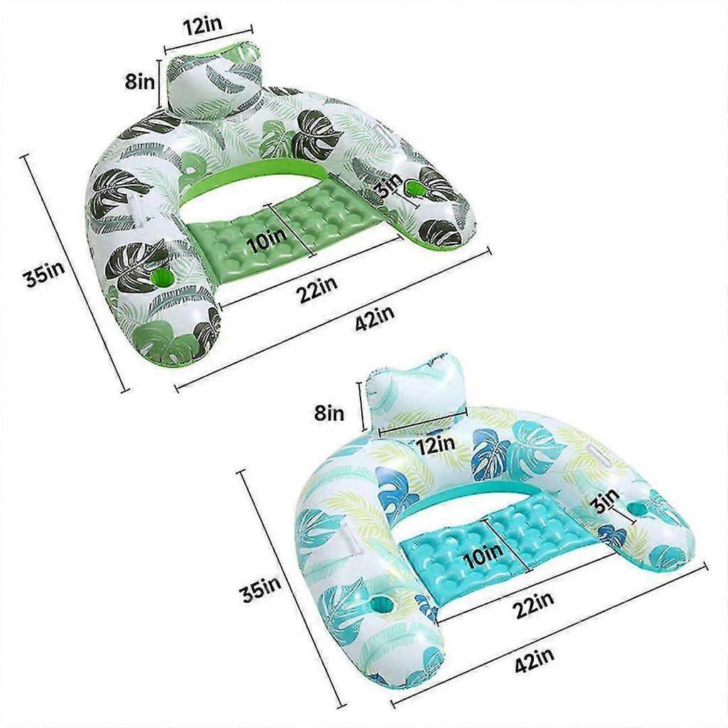 Inflatable Pool Float Lounger, Comfortable Sling Seat, Back Rest, Cup Holder, Dry Cover Floatie Pool Party Beach Lake Durable less