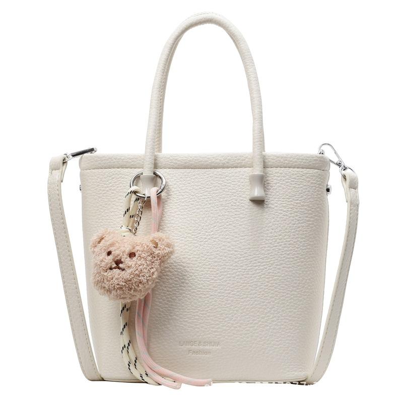 Korean Version of Retro Bucket Bag Women's 2025 New Fashion Lychee Pattern Vegetable Basket Bag Niche Commuter Shoulder Messenger Bag