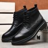 Британский стиль броги мотоциклетные ботинки для мужчин толстая платформа мужская весенняя ретро кожа боковые высокие рабочие туфли