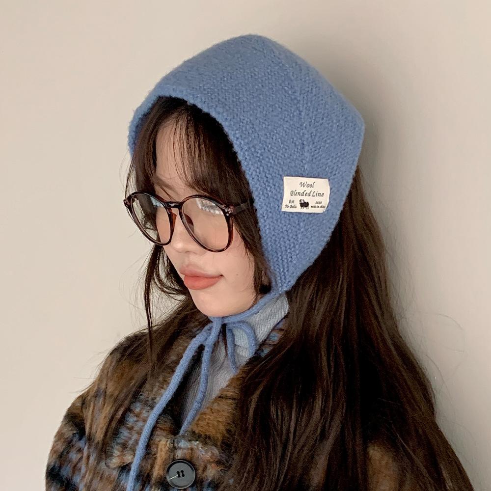 Versatile headscarf Women's autumn and winter Versatile face Small warm ear protection Knitted hat Ear protection Wool hat Little Red Riding Hood