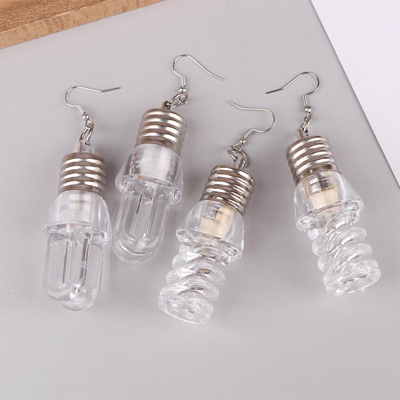1 пара креативных женских забавных светящихся сережек-подвесок в виде лампочки, женские разноцветные лампочки, серьги-кольца, подарок лучшим друзьям