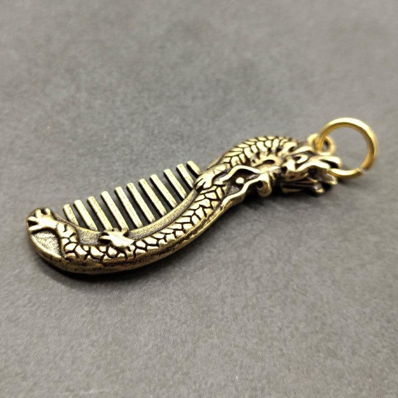 Dragon Head Coil Pendant Hip-Hop Necklace with Fashionable Haircut Comb
