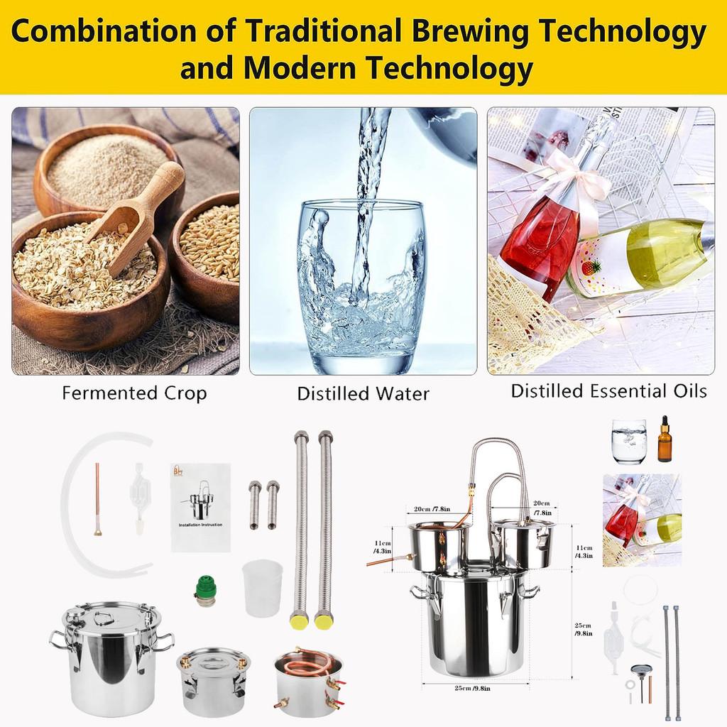 Household Large Capacity DIY Brewing Equipment Essential Oil Machine Stainless Steel Alcohol Distiller