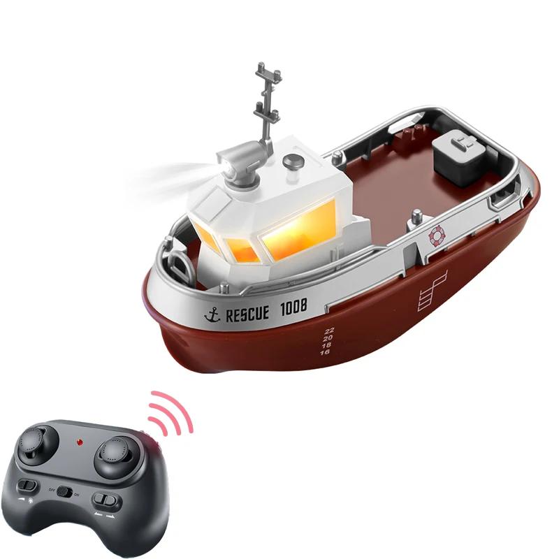 S820 RC Tugboat 1/72 Мини Лодка 2.4G Двойные Моторы Дистанционное Управление Корабль Электрическая Модель Водного Судна Игрушки Со Светодиодной Подарок Для Детей