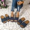 Summer New Slope Heel Slippers Denim Fashion Cool Slippers Foreign Trade Large Size Spot Women's Beach Cool Slippers