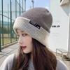 Knitted Hat for Women In Winter Double Layer Versatile Wool Hat Warm Big Head Circumference Double Sided Ear Protection Face Small Hat
