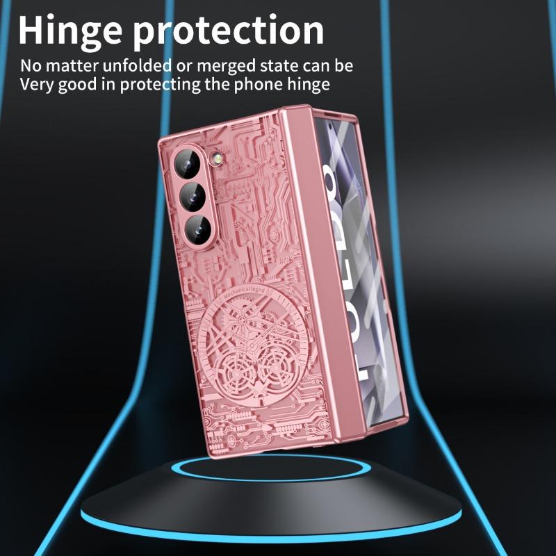 Гальванизированный пластиковый чехол для телефона Samsung Galaxy Z Fold 6 5 4 3 Fold6 Fold5 Fold4 Fold3 5G Hard Shell Hinge Protection Cover
