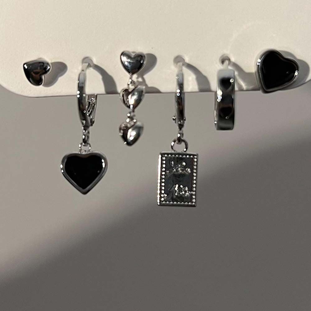Zinc Zinc Alloy Girls Gift Korean Style Earrings Heart Ear Stud Women's Earring set Geometric Stud  Earrings