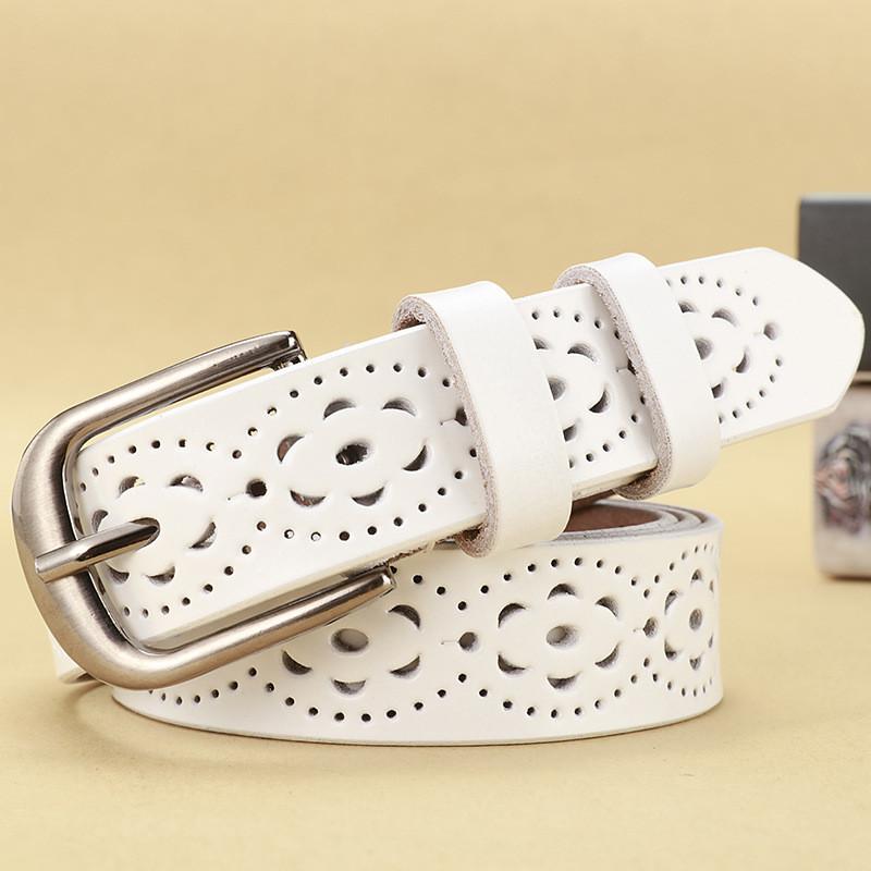 Ретро кожаный пояс на талию для женщин из двухслойной коровьей кожи и с простой застежкой-пряжкой