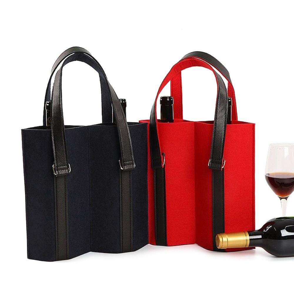 Protable Storage Bag Simple Red Wine Pouch Bottle Carrier Wine Storage Bag Felt Bag