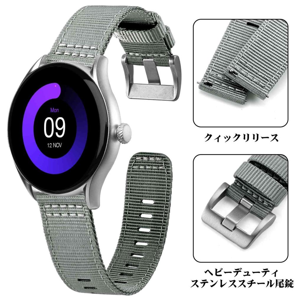 ANNEFIT Нейлоновые часы Военные часы Запасной нейлоновый ремешок с тканевой быстросъемной застежкой Ремешок, 18 мм, Двухкомпонентная отделка, Быстросъемный, Серо-серебристый