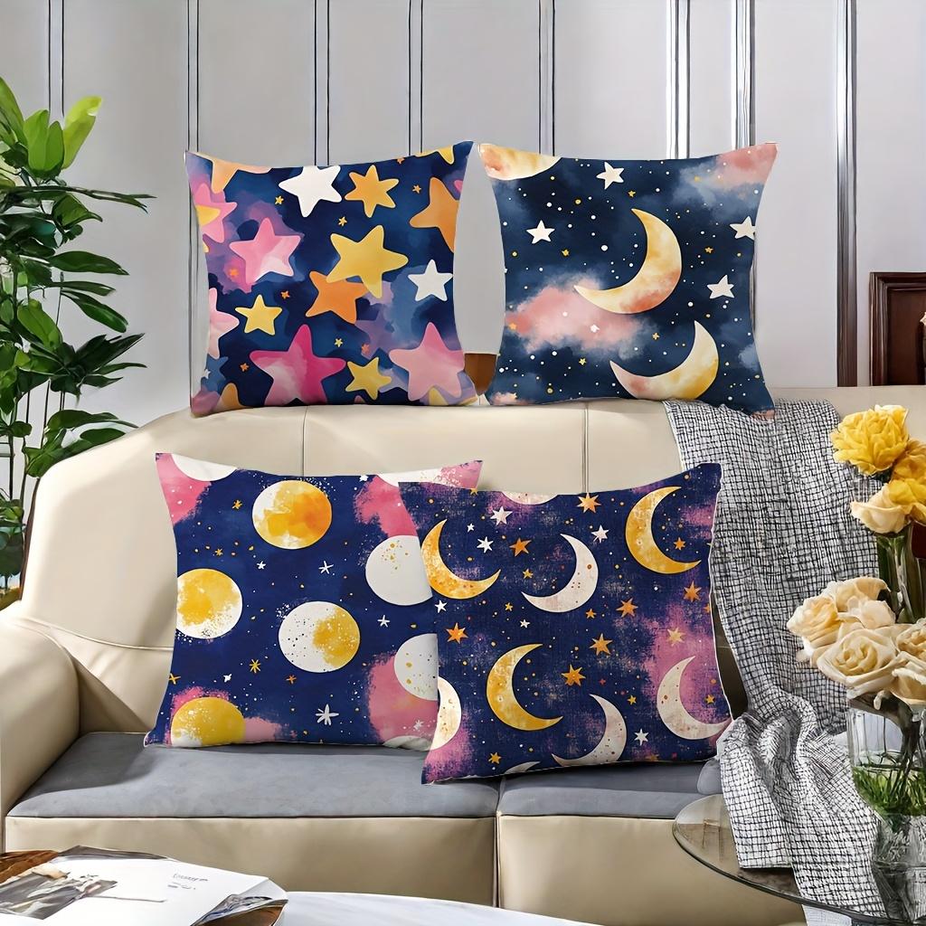 -4Pcs Set, Printed Pillowcase. The Pattern Is A Dreamy And Mysterious Universe, With A Romantic Style, Starry Sky Theme, And Mod
