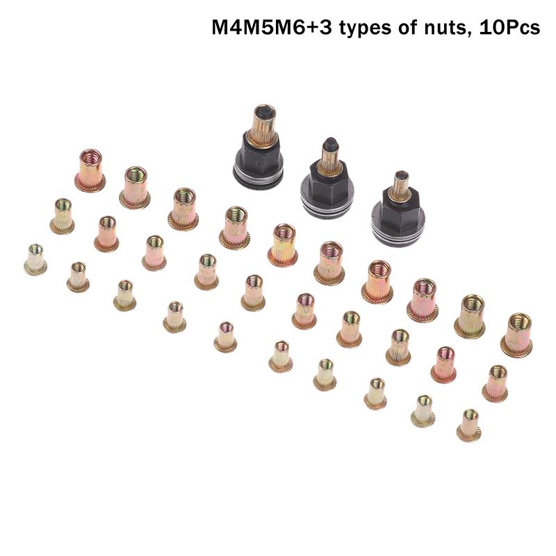 Набор ручного инструмента для заклепочных гаек 10 шт., ручной заклепочник с насадками для гаек M3-12 для самостоятельного ремонта и установки, простой в использовании аксессуар