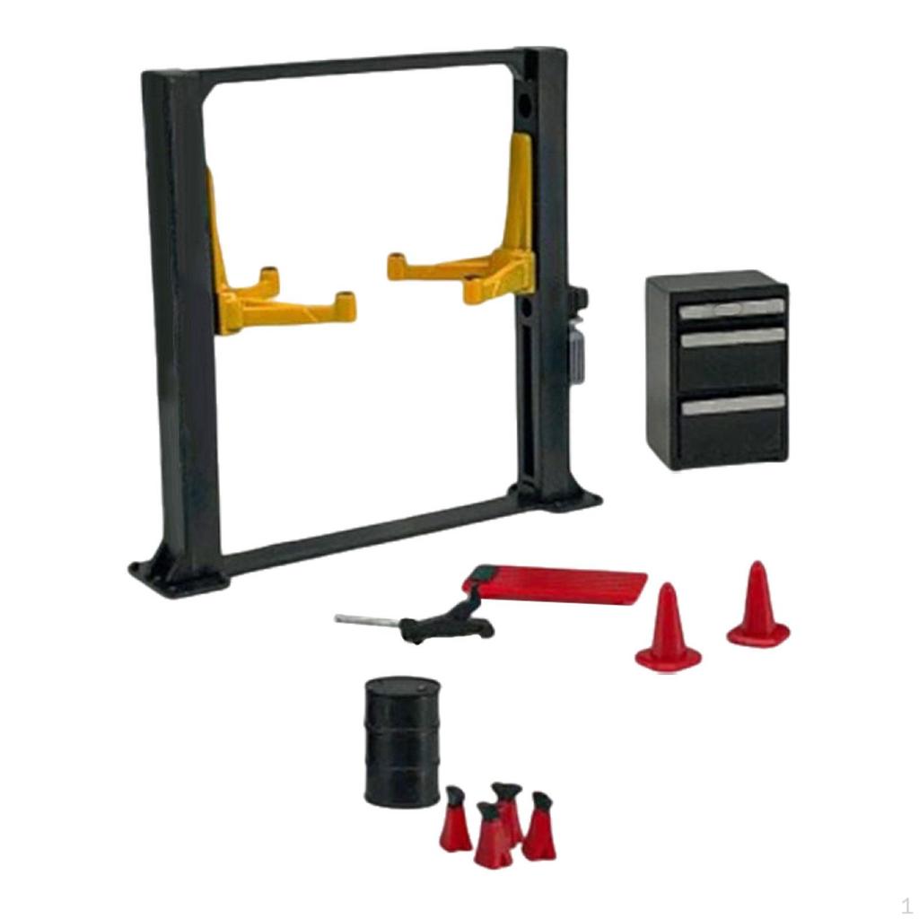 Набор гаражного подъемника 1/64 Модель Симуляция Коллекционный Классическая Миниатюрная Скульптура Машинки Игрушки для Мастерской