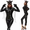 Женский косплей костюм кошка костюм обтягивающий комбинезон боди униформа женский черный комбинезон