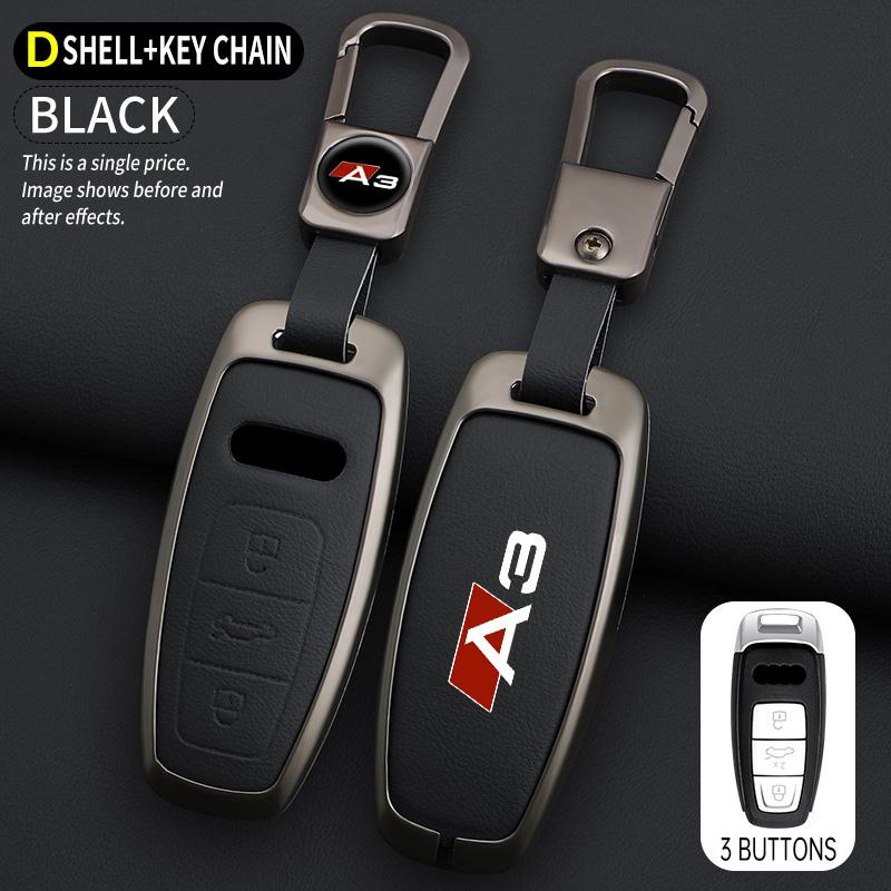 Zinc Alloy Leather Car Remote Control Key Case Cover Holder Shell For B A3 8P 8V 8L S3 RS3 Protected Keychain Bag Accessories