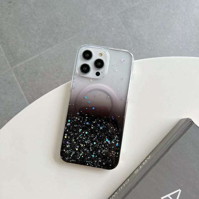 Прозрачный чехол для телефона Magsafe с блестками и блестками для Iphone 14 13 12 11 Pro Max, мягкий эпоксидный чехол с блестками и звездами