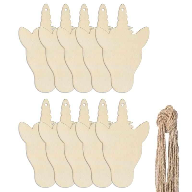 Unfinished Wooden Ornaments Unicorns DIY Blank Christmas Tree Hanging Wood Slices