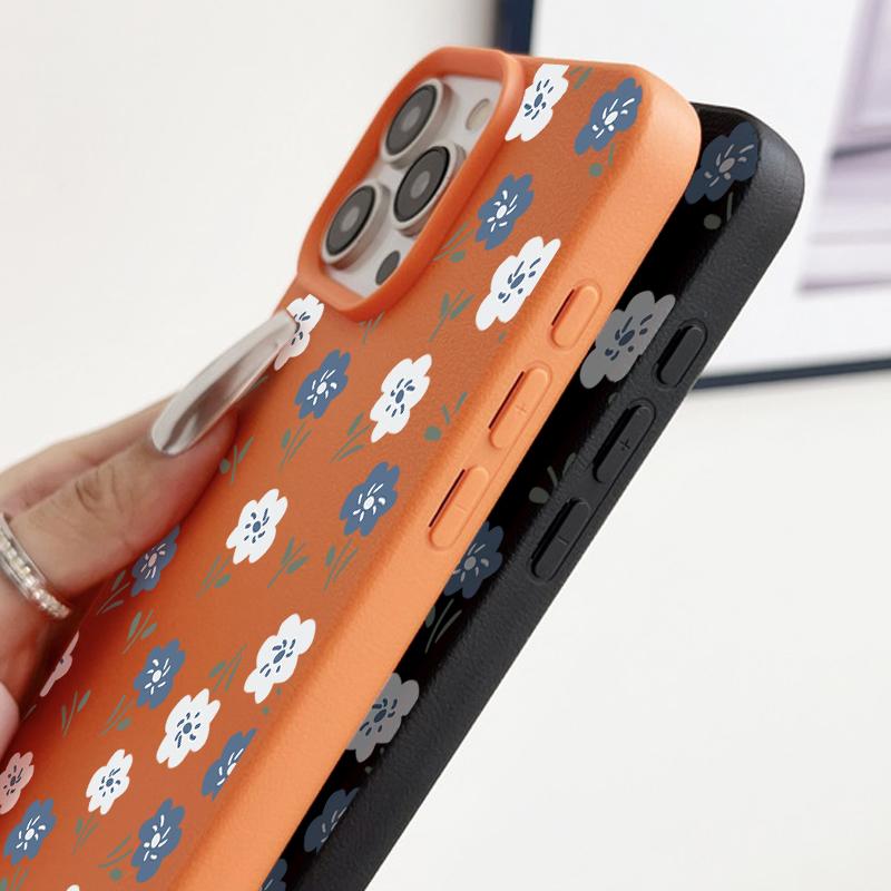 Синий цветочный узор матовая кожа текстура чехол для телефона чехол для iPhone 16 Pro Max 15 Pro 14 13 12 11 тонкий ударопрочный TPU мягкий бампер чехол