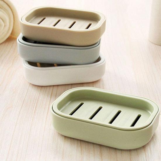 Bathroom Plastic Double Layers Draining Soap Case Holder Toilet Shower Dish