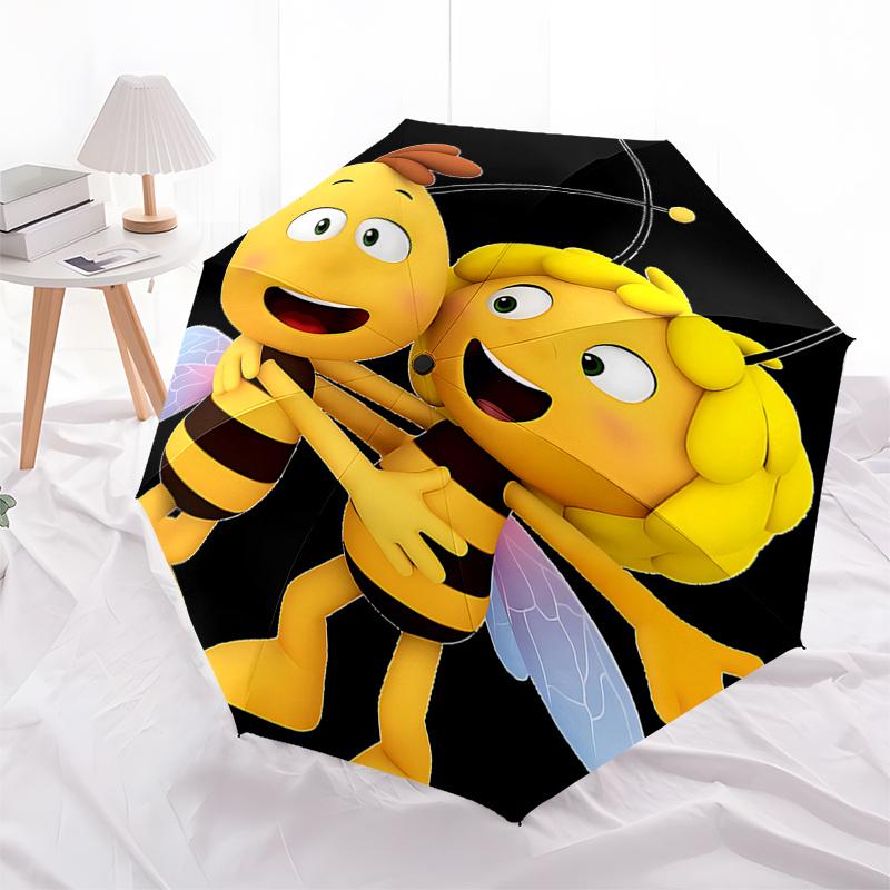 Bee Happy:Automatic Opening Folding Umbrella with 3 Fold Design,Iron Frame for Outdoor Use Perfect Gift for Fans and Travelers!0104082a