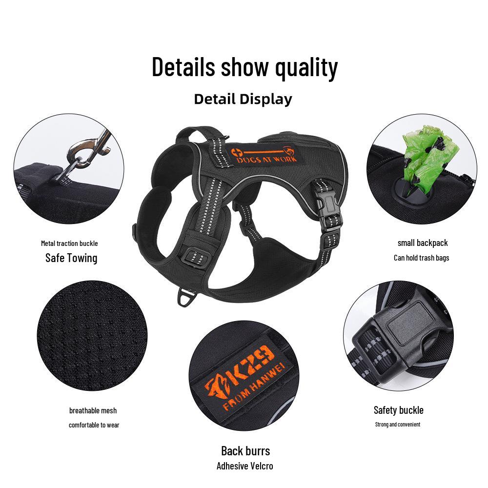 Тактический жилет-шлейка для собак для трансграничного использования с поводком