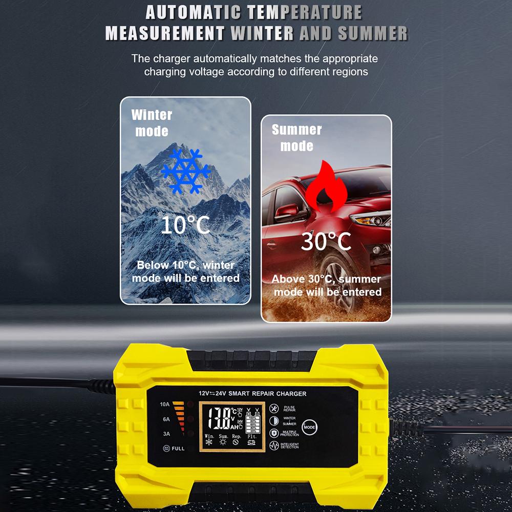 Цифровой ЖК-дисплей с вилкой европейского стандарта и США, универсальное входное автомобильное зарядное устройство 110 В/220 В для влажной и сухой свинцово-гелевой батареи 12 В 10 А 24 В 5 А импульсный ремонт