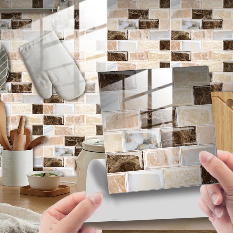 10 шт. наклейки на плитку кирпичный узор самоклеящаяся пленка для плитки наклейка на стену 20 х 20 см для ванной комнаты