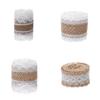 1m/roll Natural Wedding Satin Bow Jute Burlap Sisal Trim Lace Edge Hessian Ribbon