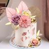 4pcs Spear Cake Topper Happy Birthday Golden Leaf Decor Wedding Baking Dessert Table Party Favors
