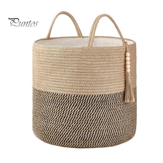 Плетеная корзина для хранения, декоративная корзина из натуральной веревки с ручкой, большая вместительная корзина для хранения игрушек, органайзер для одежды