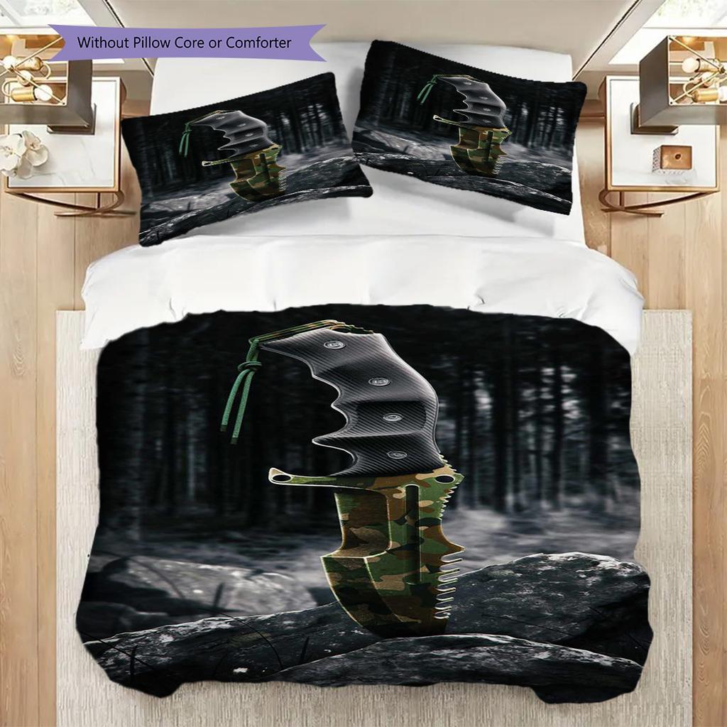 Stylish Functional Knife Design Threepiece Set 1 Duvet Cover 2 Pillowcase Without Core Bedding Set Duvet Cover And Pillowcase