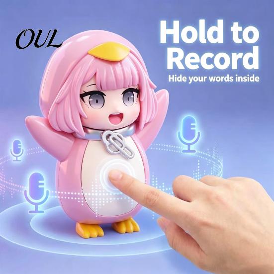 Niche Novelty Collectible Item Little Penguin Voice Recorder Toy, 10cm Recordable Cosplay Figure, Compact Home Display Statue Anime Desk Model