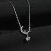 S999 Pure Silver Star Moon Necklace Female Special-Interest Design Advanced Simple Clavicle Chain