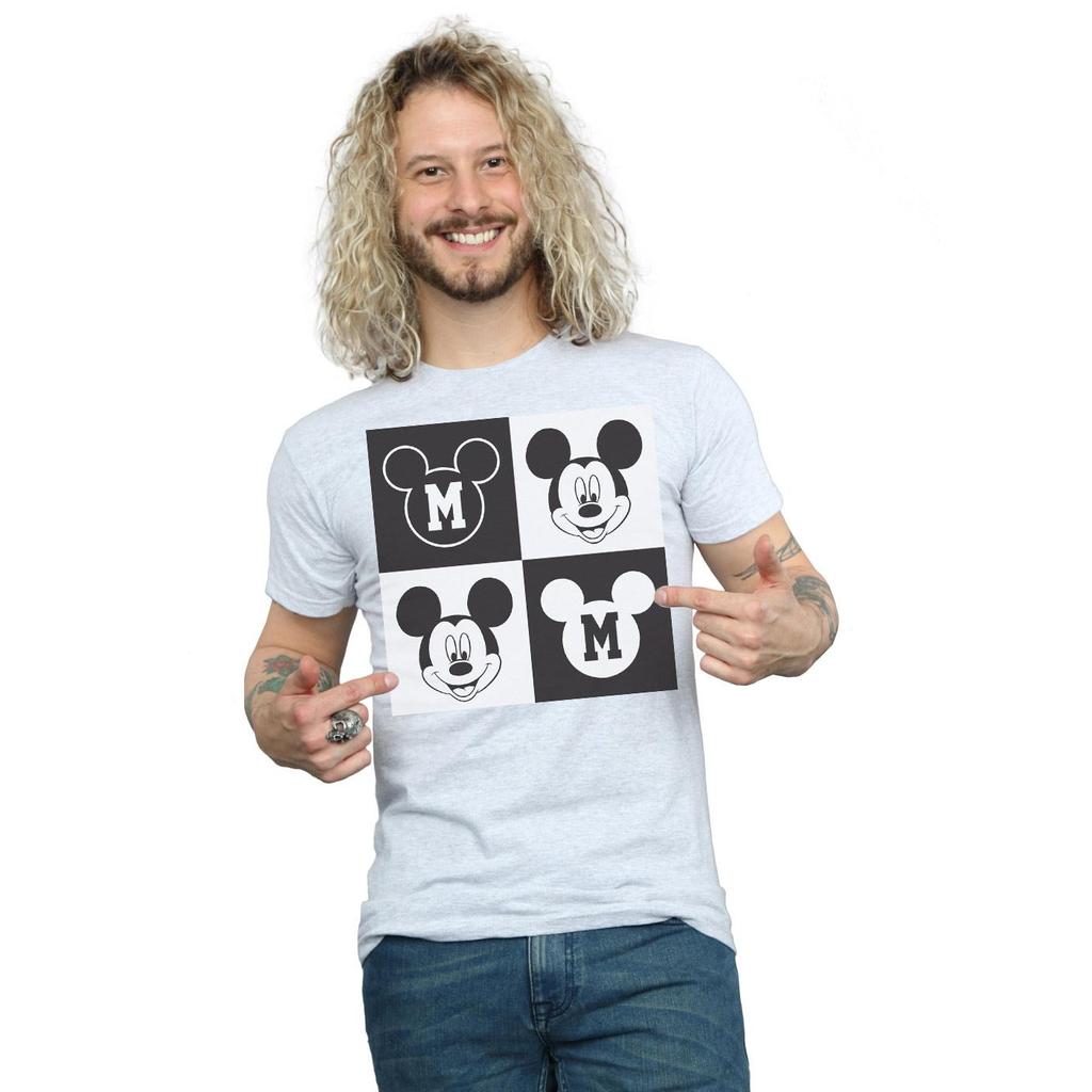 Disney Mens Mickey Mouse Smiling Squares T-Shirt