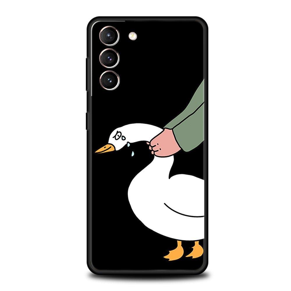 Cartoon Doubt Duck Phone Case For Samsung Galaxy S23 Ultra S22 S21 S20 FE 5G S10 S10E S9 S8 Plus Note 20 Silicone Cover Bumper