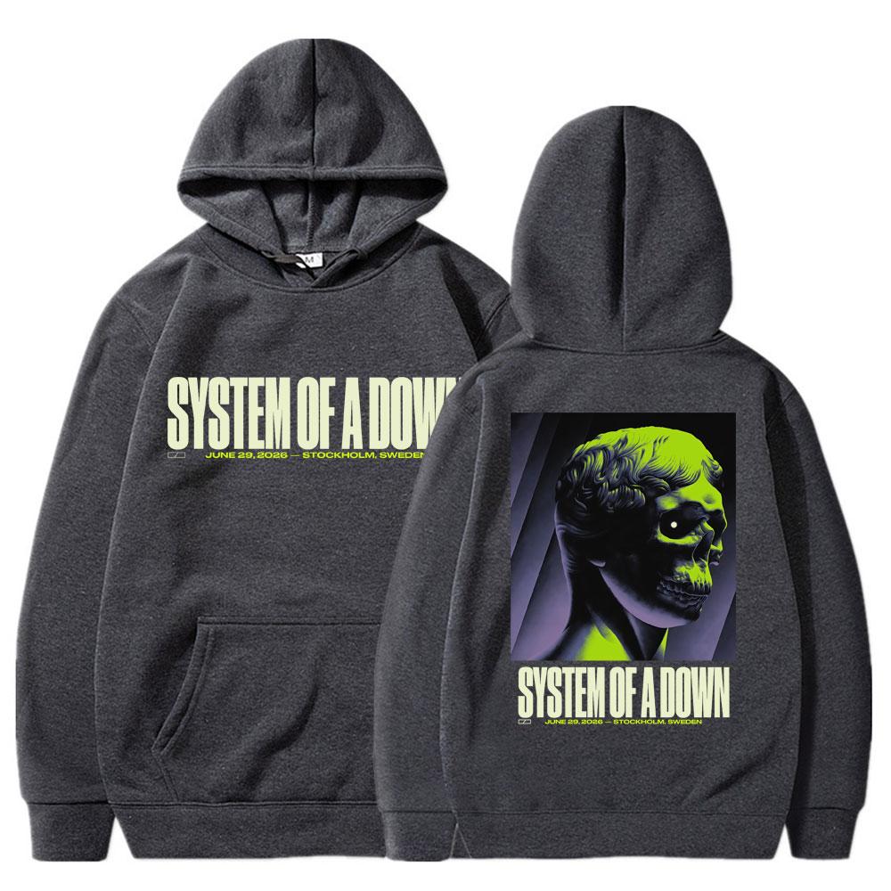 Худи с графическим принтом группы System Of A Down (EU и UK) Модный Хип-Хоп Готический С длинным рукавом Свободный Флисовый Спортивный костюм