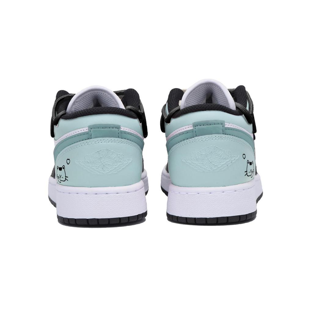 Jordan Air Jordan 1 Puppy Fragment Низкие Винтажные Баскетбольные Кроссовки Мужские Черно-Зеленые 553558-131(Команда85-)